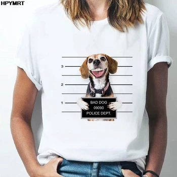 Jaunas Vasaras Sieviešu T-krekls Smieklīgi Slikts Suns Drukas T krekli Ikdienas Topi Tee Harajuku Fashion O-veida Kakla Īsām piedurknēm T Sieviešu Drēbes