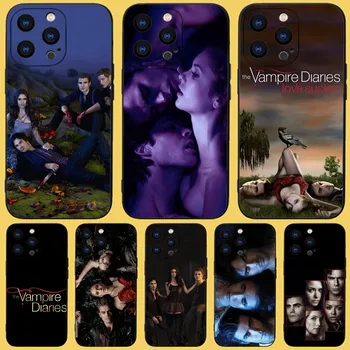 V-vampīru D-Dienasgrāmatas Tālrunis Lietā Par iPhone 15,14,13,12,11 Plus,Pro,Max,XR,XS,X,7,8, Plus,SE,Mini Black Mīksta Silikona