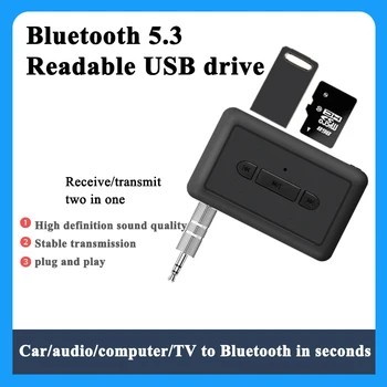 Automašīnas Bluetooth 5.3 Uztvērējs, Raidītājs Adapteris 3 In 1 Mp3 Bezvadu Atskaņotājs Audio AUX Konversijas 3.5 mm Jack Atbalsta U Diska TF Kartes