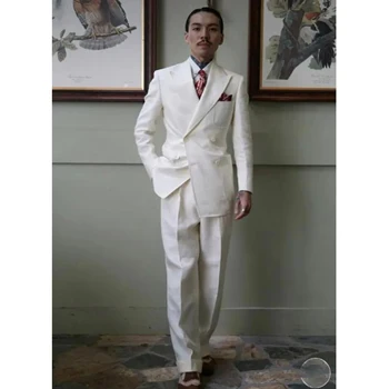 Vīriešu Uzvalks Divas Gabals Komplekts (Jaka+Bikses) New Augstas Kvalitātes Vīriešu Oficiāls pasākums Kāzu Kungu Apģērbu Komplekts