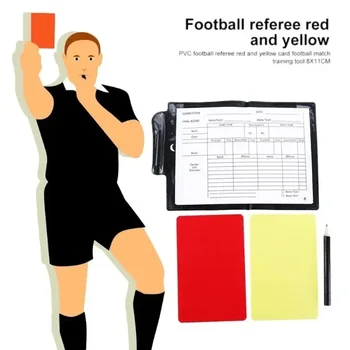Futbola Tiesnesis Kartes Ierakstu Papīra Rezultātu Lapas Sarkanā Kartīte Dzeltenā Kartīte ar Zīmuli Futbola Tiesnesis Grāmatu Futbola Aksesuāri
