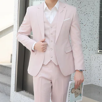 Papildu Uzvalks korejiešu Versiju, Trīs-gabalu Modes Skaists Slim Biznesa Gadījuma, Vīriešu Formālu Kleita (uzvalks +veste + Bikses)
