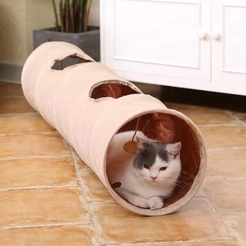 Salokāma Pet Tuneļa Kaķis Kaķēns Spēlēt Vairāku Krāsu 50x25cm 2 Caurumi Spēlēt Caurules Smieklīgi Garš Tunelis Kaķēns Slēpšanās Rotaļu Pet Piegādes