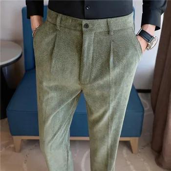 Velveta Kleita Bikses Vīriešiem Augstas Kvalitātes korejas Luksusa Apģērbs Vīriešiem ir Uzvalks Bikses Modes Ziemas Elastīgs Viduklis Vīriešu Bikses 3XL
