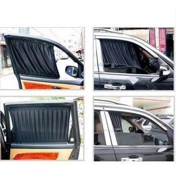 Piederumi UV 2gab Komplektu, Universāli Auto Auto Regulējams Van SUV VIP Aizkaru Saulessargs Sejsegu 50*39cm Transportlīdzekļa Melns
