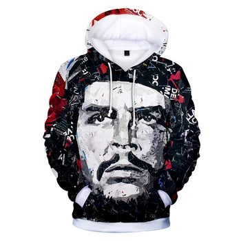 Che Guevara 3D Drukātā veidā Hoodies Sieviešu/Vīriešu ar garām Piedurknēm ar Ikdienas pelēkā vārna sporta Krekls Hip Hop Harajuku Jaka Streetwear Mētelis