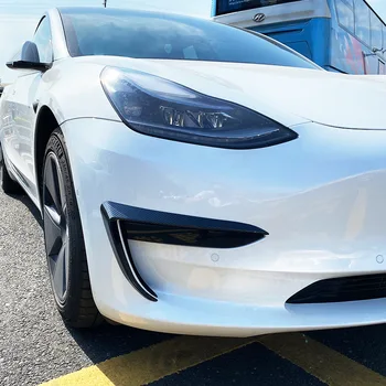 Par Tesla Model 3 2017+ Priekšējais Bamperis Sānu Sadalītāja Canard Miglas Luktura Gaismas, Gaisa Ventilācijas Pusē Melns Vāks ABS Eksterjera Daļas, Piederumi