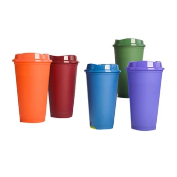5 GAB./Komplekts 16 OZ Plastmasas Atkārtoti Krāsu Maiņa Aukstā Ūdens Kafijas Tases Ar Vāku Sadzīves Drinkware Virtuves Produkti