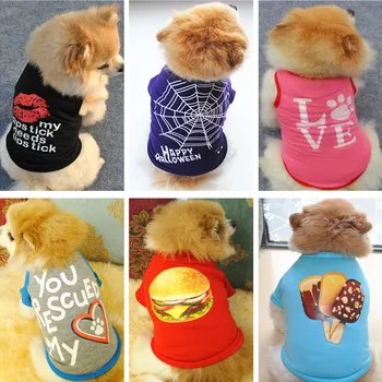 Pet Suņu Apģērbu Vasaras T-krekls Mazajiem Kucēniem Čihuahua, Mīkstu Kokvilnas Suni Vest Drēbes, Apģērbi Pet Cat Apģērbi XS-L