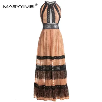 MARYYIMEI Modes Skrejceļa kleita Vasaras Sieviešu Kleita bez Piedurknēm Dobi no Mežģīņu polka dot Print Vintage Puse Kleitas