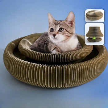 Salokāma Gofrēta Burvju Orgānu Kaķis Nulles Valdes Bell Daudzveidīgs Slīpēšanas Raust Rotaļlietas Kaķu Nams Scratcher Pet Piegādēm