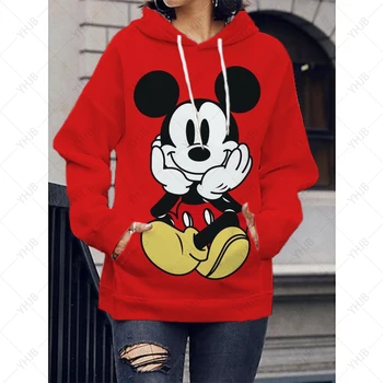 Disney Smieklīgi Karikatūra Izdrukāt pelēkā vārna Sievietēm Hip Hop Mickey Minnie Mouse Drukāt Rudens un Ziemas Modes Harajuku Džemperis pelēkā vārna