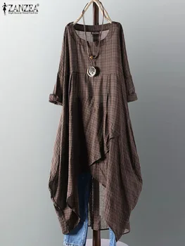ZANZEA Vintage Midi Kleita Sievietēm Sieviešu Garās Piedurknes Izšūta Vestidos Sundress Ikdienas Drēbes, Sieviešu Apģērbs Vasaras Maxi Kleitas 2023