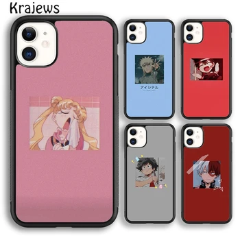 Krajews Anime ikonas Mīksto Telefonu Gadījumā Segtu iPhone 15 SE2020 14 6 7 8 plus XR XS 11 12 13 pro max coque Shell Fundas
