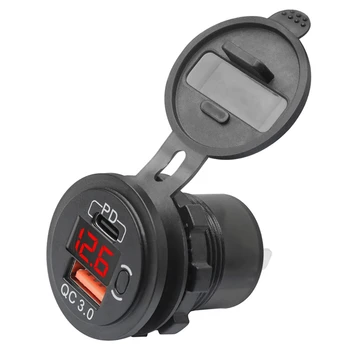 12V-24V 48W USB Kontaktligzdai Ūdensizturīgs Lādētāja Ligzda PD Un QC3.0 USB Ports Ar LED Sprieguma Automašīnas Kravas automašīnu Golf Grozs