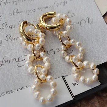 Vintage Temperaments Roku darbs pērle pievienojās auskari sieviešu meitene Eardrop dāvanu Puse smalkas Rotaslietas