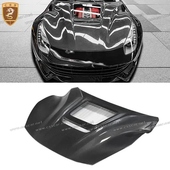 Par Ferrari F12 Modificētu CSS Stila Automašīnas Skaidrs, Stikla Priekšējā Motora Pārsega Vāka Cepurītes Oglekļa Šķiedras Motora Pārsegu, Bodykits