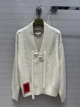 2023 Sieviešu Apģērbu preppy V-veida kakla līnija ar kašmira džemperis Rudens Ziemas Jaunas