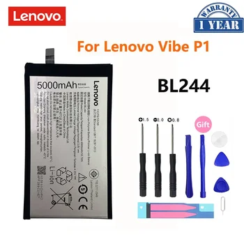 100% Oriģināls BL244 5000mAh Bateriju Lenovo Vibe P1 P1A42 P1C58 P1C72 Li-ion Uzlādējamu Mobilo Telefonu Baterijas Bateria Akku