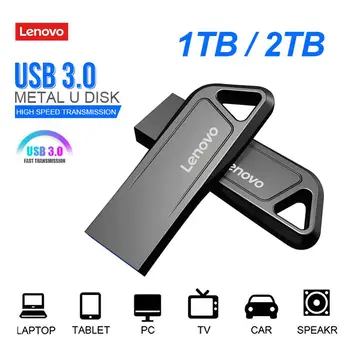 Lenovo 2TB Flash Diski USB 3.0 Metāla lielu Ātrumu Pen Drive 1 TB Ūdensizturīgs Flash Diski Klēpjdatoru Kameras Tips-C Adapteri PC