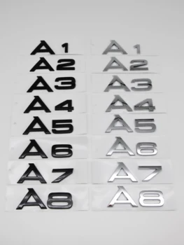 3D Burtus, Ciparus Emblēmu Audi A1A2 A3 A4 A5 A6 A7 A8 Auto Bagāžnieka Vāks Plāksnītē Emblēmu, Logo, Uzlīmes, Glancēts Melns Sudrabs Utt