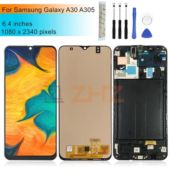 OLED, Samsung galaxy A30 lcd 2019 a305 Touch Screen Digitizer Montāža A305/DS A305F A305A ar kadru daļas remonts