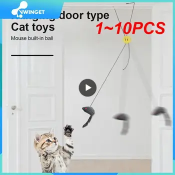 1~10PCS Kaķu Rotaļlietas, Self-satraukti Karājas Durvīm Nolaižams Funny Kaķis Nulles Virves Peli Interaktīvā Rotaļlieta Kaķis Stick Pet Cat Rotaļlietas