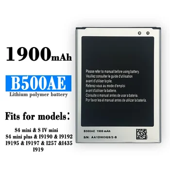 B500AE SAMSUNG B500BE Bateriju 1900mAh Galaxy S4 Mini I9192 I9195 I9190 I9198 I9197 I435 I257 B500AE I919 Jaunu Bateria