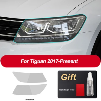 Automobiļu lukturu aizsardzības filmu Volkswagen Tiguan 5N MK2 2017 - dāvanu lukturu caurspīdīgs melns TPU uzlīmes aksesuāri
