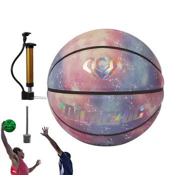 Holographics Atstarojošs Basketbola Atstarojošs Self-Apgaismojuma Holographics Basketbola Iela Kompozītu PU Ādas Basketbola Izmērs