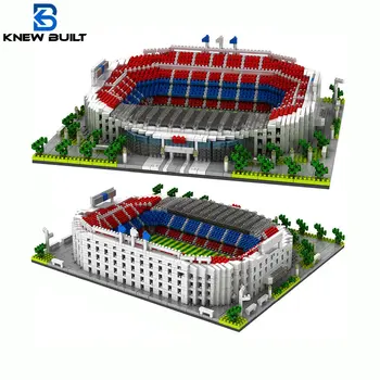 ZINĀJU, ka BŪVĒTS, Barselonas Futbola Stadionā Modelis Mikro Mini Ķieģeļu Arhitektūras Dortmundes Futbola laukuma Veidot Blokus, Uzstādīt Rotaļlietas Pieaugušajiem