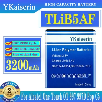 YKaiserin TLiB5AF Akumulatoru, par Alcatel One Touch Pop C5 OT 5036 5036D 5037 5037D Nomaiņa Li-ion Baterijas 3200mAh