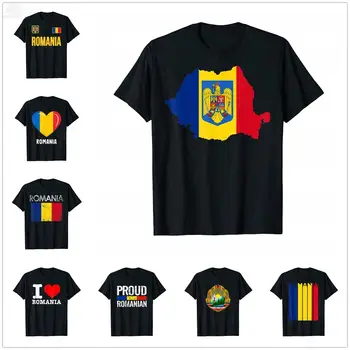2022. Gada Vasarā Rumānijā Karogs Ar Karti Atdzist Rumānijas T-Krekls Vīriešiem Sievietēm Unisex T Krekls Topi Kokvilnas T-Veida