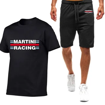 2024 Jaunas Vīriešu Vasaras Martini Racing Drukāšanas Īsām Piedurknēm Kokvilnas Harajuku Gadījuma Sporta T-Krekls Topi+ Modes Treniņbikses Uzvalks