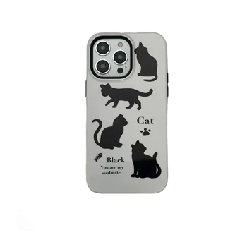 Stilīgs INS Četri Melni Kaķi Uzlabota 2-in-1 Lieta par iPhone 14 13 Pro Max Plus Aizmugurējo Vāciņu 12 11 Pro Max X XS Max Capa