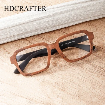 HDCRAFTER Rāmji, Brilles Vīriešu Koka Tuvredzība Lasījumā Laukumā Brilles Rāmis Optiskās Lēcas Recepte Briļļu Koka Brilles