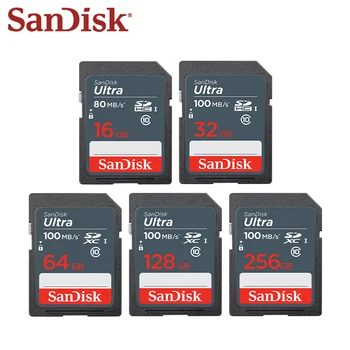 Sākotnējā SanDisk Ultral SD Kartes 32GB 64GB, 128GB un 256 gb 100MB/s Atmiņas Kartes 16GB 80MB/s SDHC/SDXC Class10 Flash SD atmiņas Karti Fotokameras