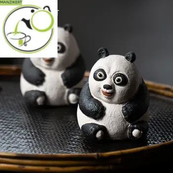 Yixing Boutique Violetā Māla Tējas Cute pet Panda Statuetes Rotas, Roku darbs Skulptūru Kuģiem, Ķīnas Tējas Komplekts Dekoriem Izsmalcinātu Dāvanu
