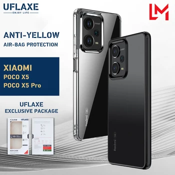 UFLAXE Triecienizturīgs Cietais Gadījumā Xiaomi Poco X5 / Poco Pro X5 5G Skaidrs, Matēts Aizmugurējo Vāciņu Pilnīgu Aizsardzību Gadījumā, anti-dzeltens Korpuss