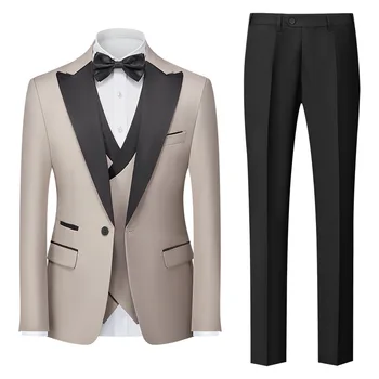 2023 Rudenī un Ziemā, Jaunu Vīriešu Modes Tērps Trīs-Gabalu Slim Kleita Uzvalks