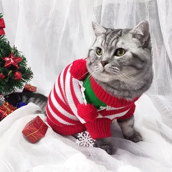 Rudens Ziemas Kaķis Silts Džemperis Vairumtirdzniecības Ziemassvētku Balle Mājdzīvnieku Apģērbu Ziemassvētku Krāsains Džemperis