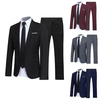 Moderns Kāzu Tērpu Komplekts Vīriešu Biznesa Uzvalks Uzstādīt Kabatām, Pogām, Kabatām Žakete Soft