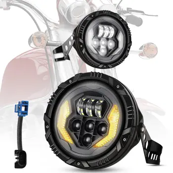 Augsta Gaismas Motociklu Led Projektoru Lukturi 60W Led Lukturu 12v Vadītājs, ņemot vērā Harley Black Ūdensizturīgs Jauda Laiks Die Cast